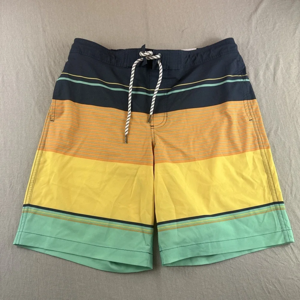 Sonoma Board Shorts Mens M Drawstring Swim Trunks Stretch Lined Striped 9